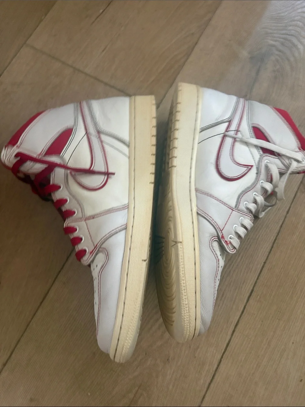 Air Jordan 1 High-Top Sneakers — White with Red Accents size 12 M